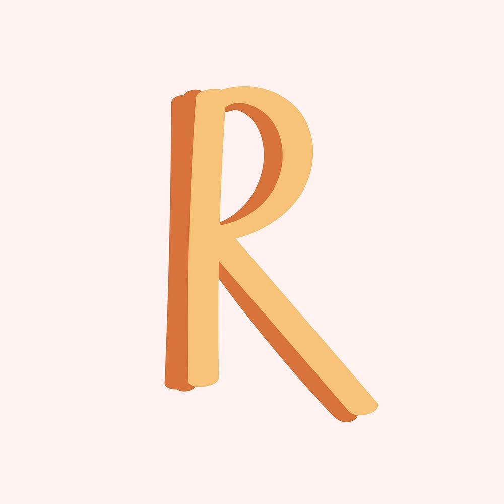 R letter doodle typography vector