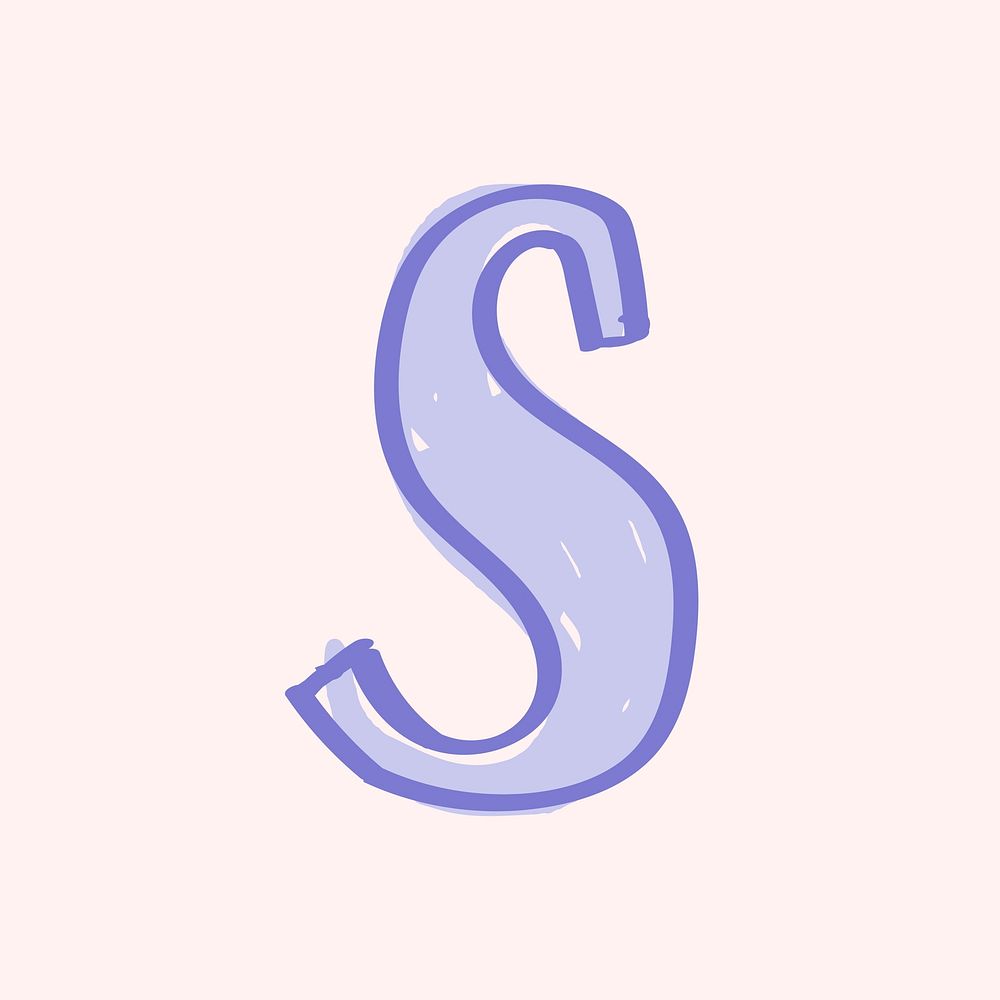 S letter doodle typography vector