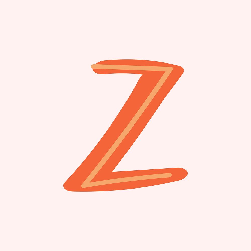 Hand drawn letter Z doodle font typography vector