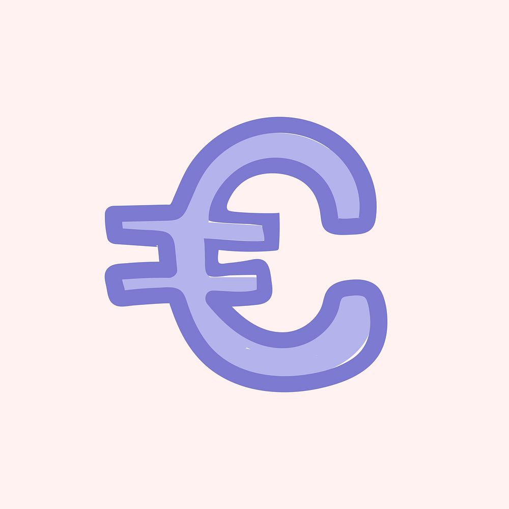 Euro currency symbol vector hand drawn doodle font typography