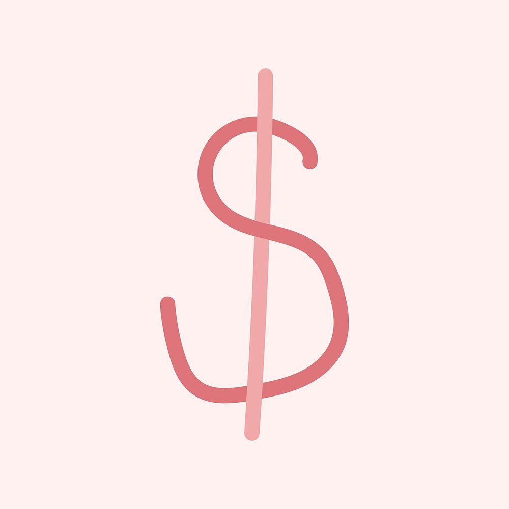 Dollar sign currency psd doodle font calligraphy