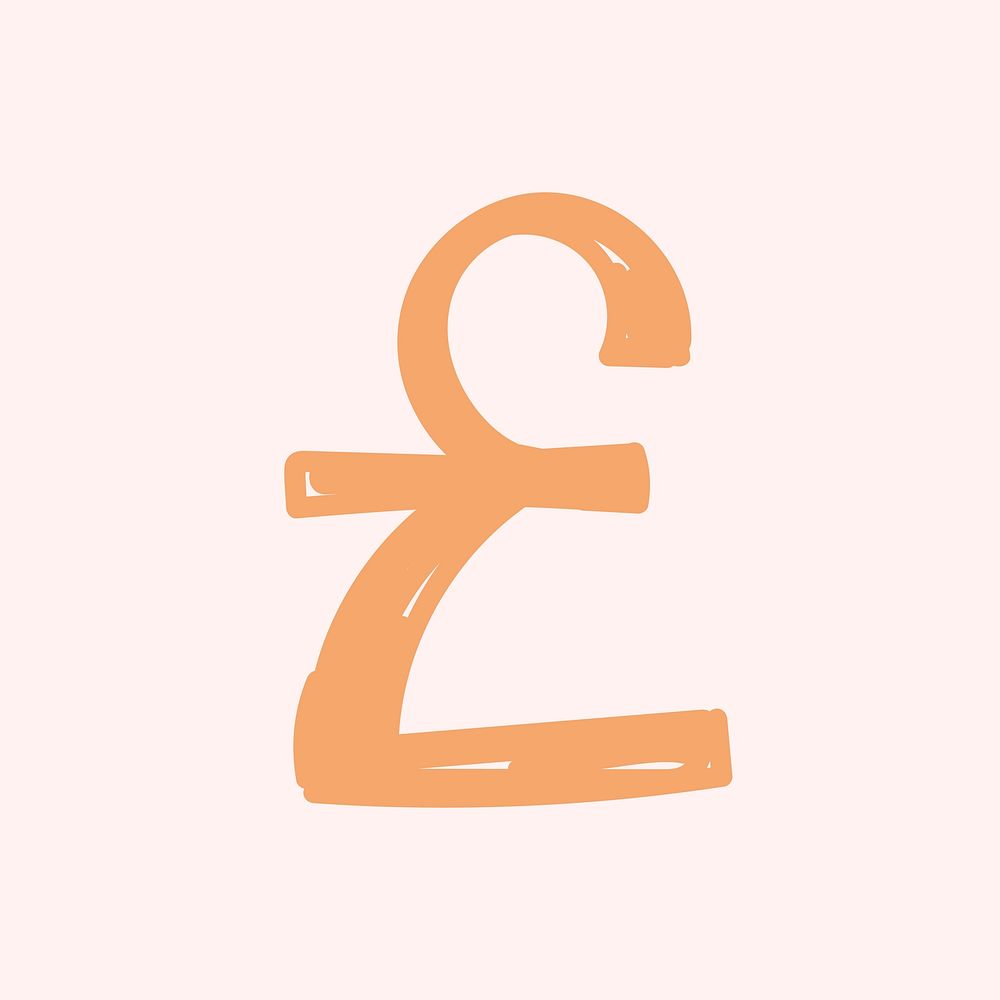 Pound sterling symbol vector doodle typography handwritten
