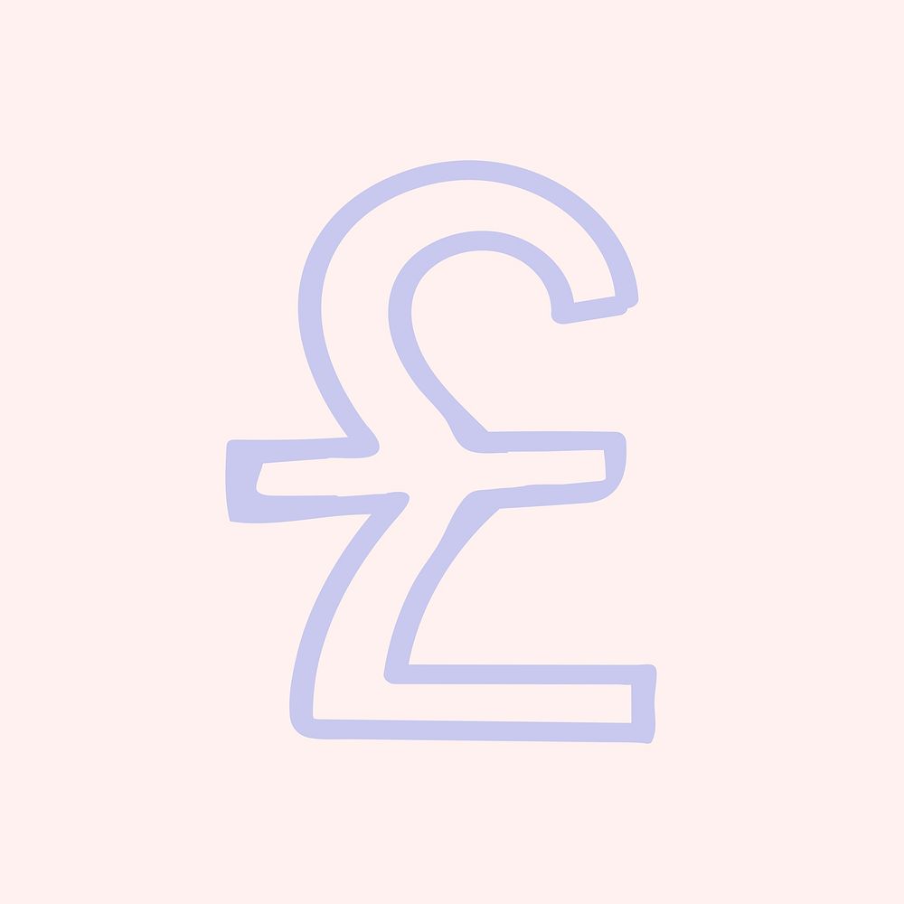 Symbol pound sterling doodle font pastel typography