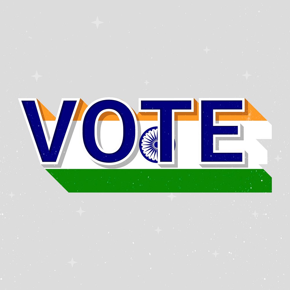 India flag vote text psd election