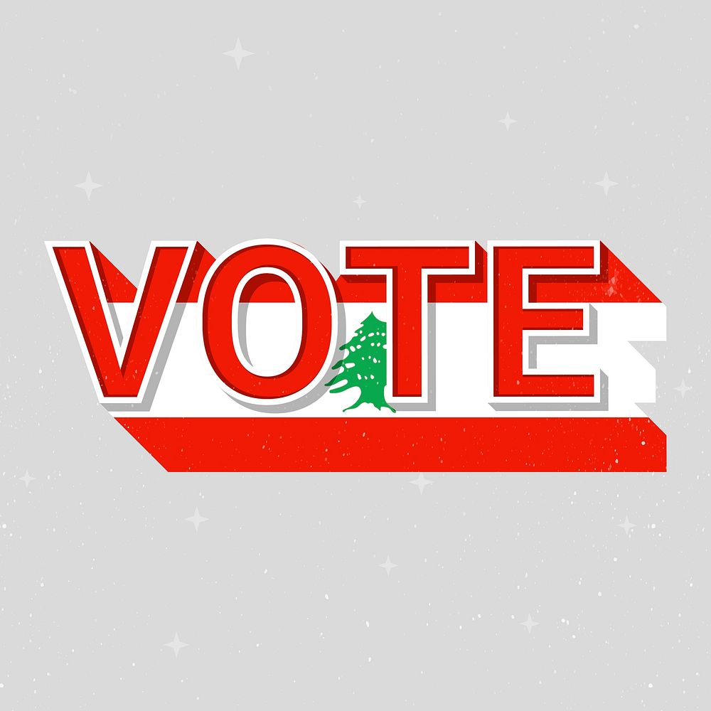 Vote message election Lebanon flag illustration