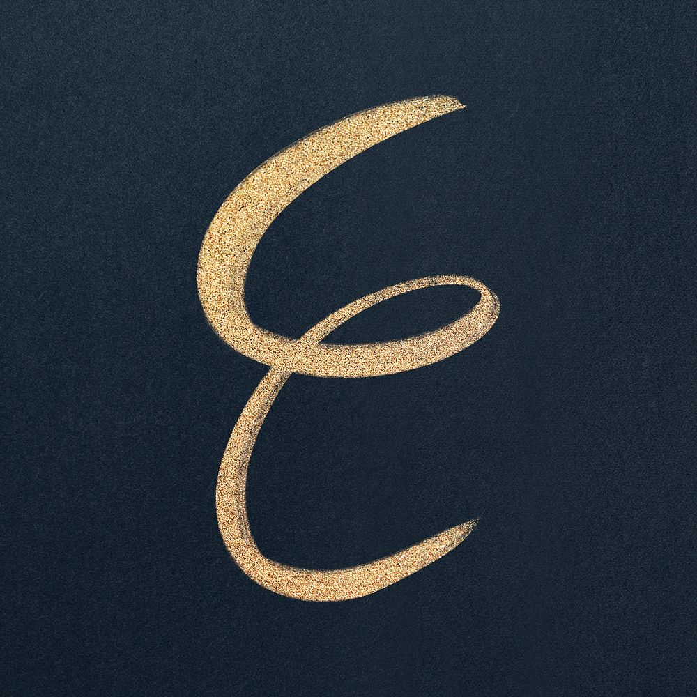 Letter E brush stroke typography font