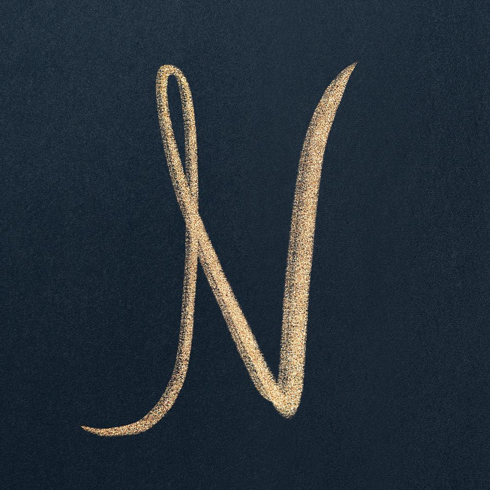 Letter N cursive typography font