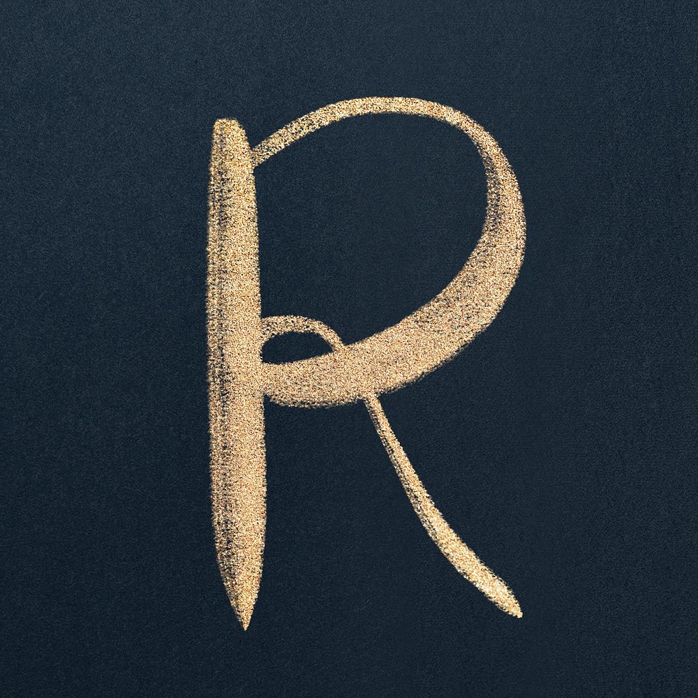 Calligraphy gold letter r typography font