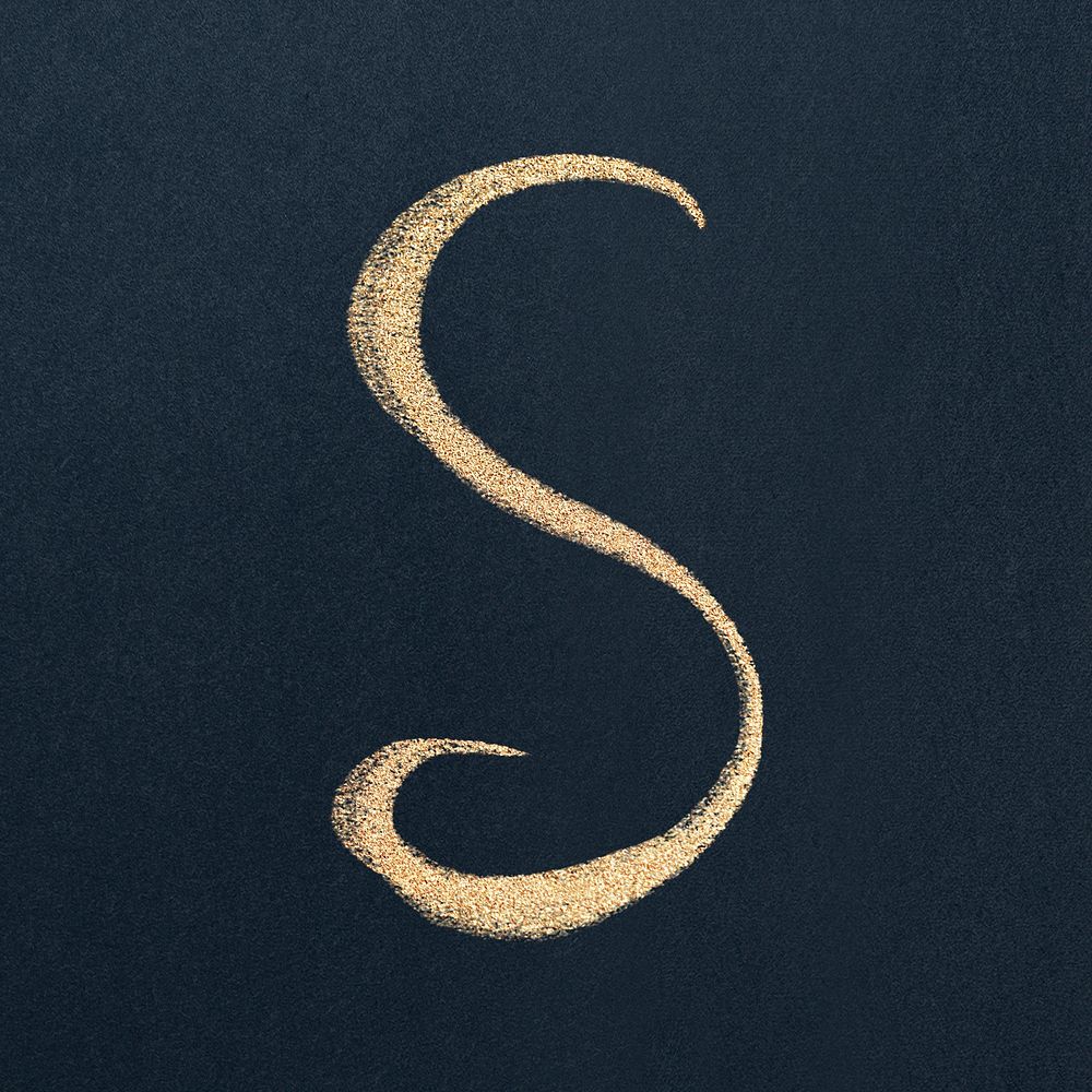 Calligraphy gold letter s typography font