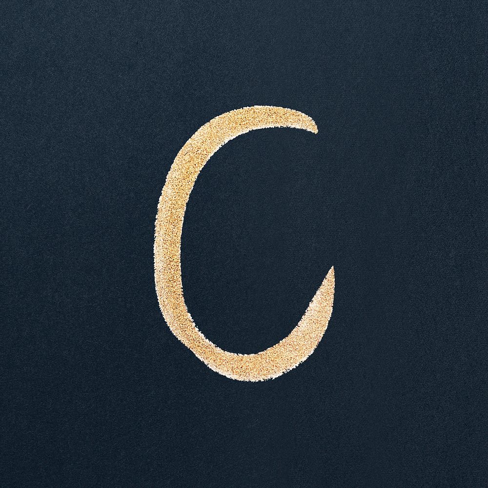 Letter C cursive typography vector font