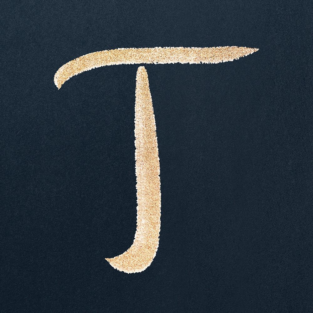 Cursive gold letter t vector capital letter font