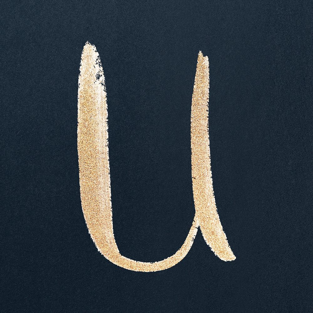 Cursive gold letter u vector capital letter font