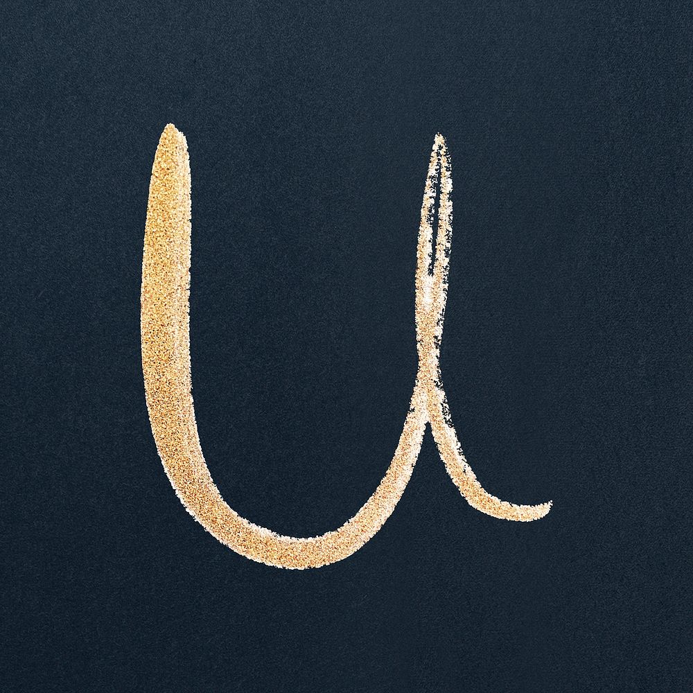 Cursive gold letter u vector lowercase letter font