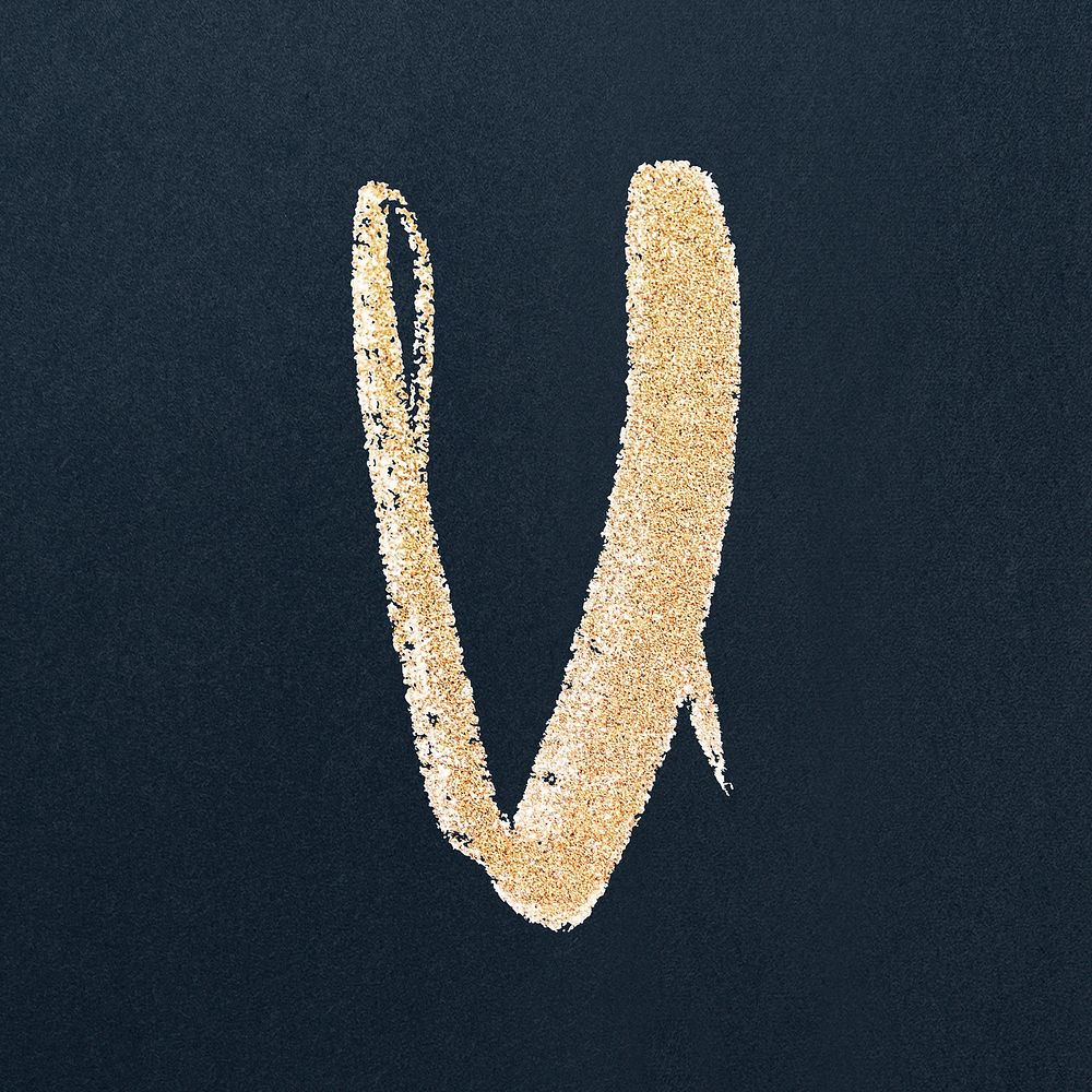 Cursive gold letter v vector lowercase letter font