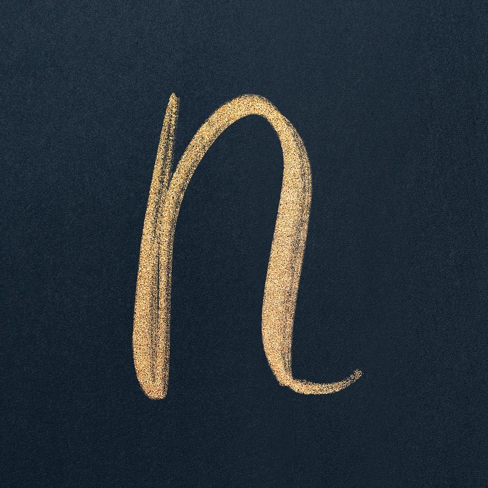Calligraphy letter N typography font