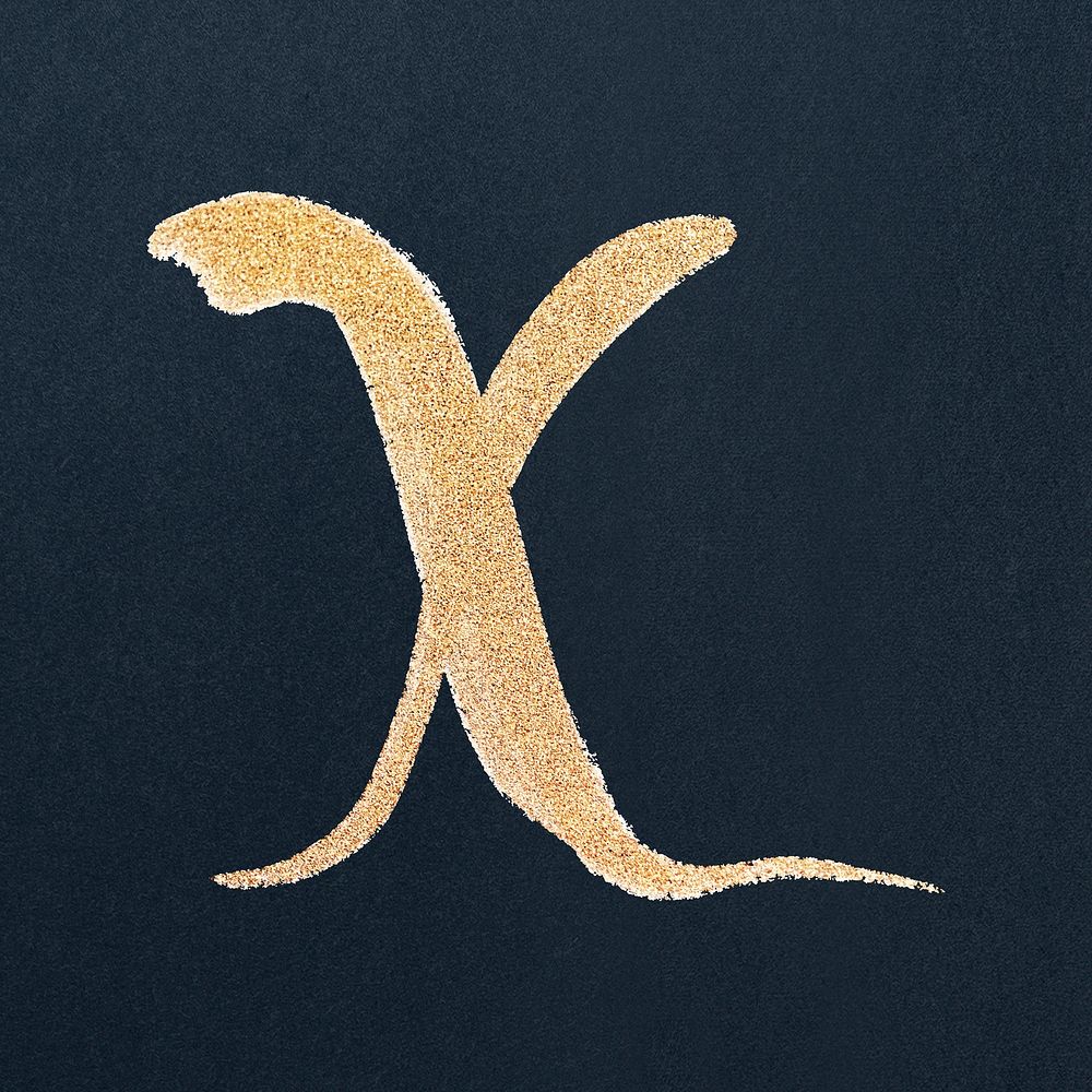 Cursive gold letter x vector lowercase letter font