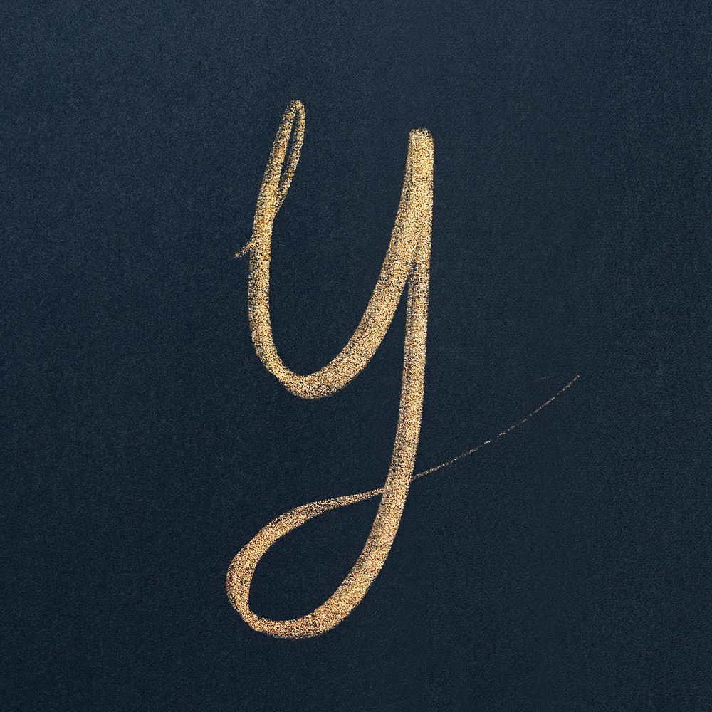 Calligraphy gold letter y typography font