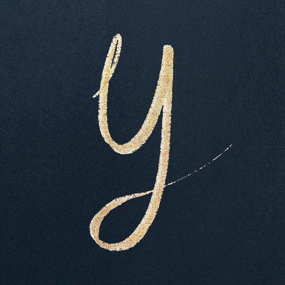 Cursive gold letter y vector lowercase letter font