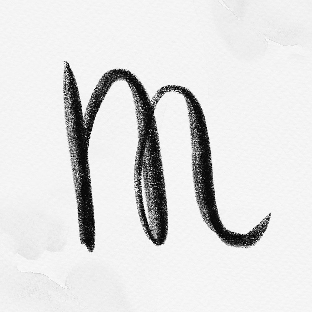Letter m typography psd brush stroke font