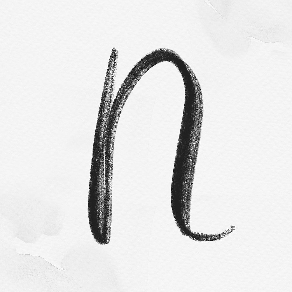 Letter n typography psd brush stroke font