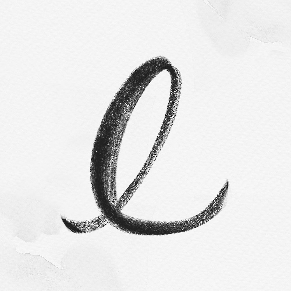 Letter e cursive hand drawn typography font