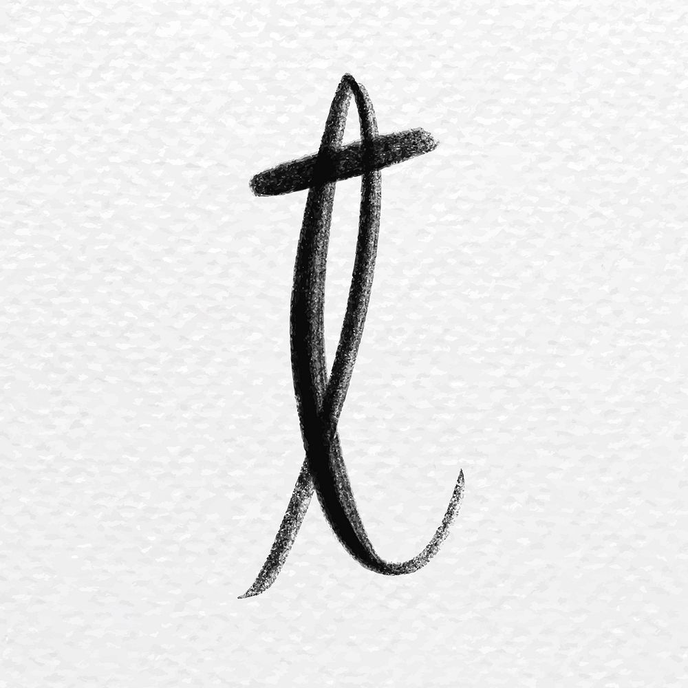 Cursive letter t vector lowercase typography