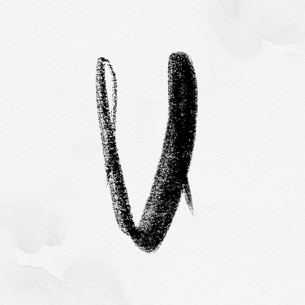 Letter v typography psd brush stroke font