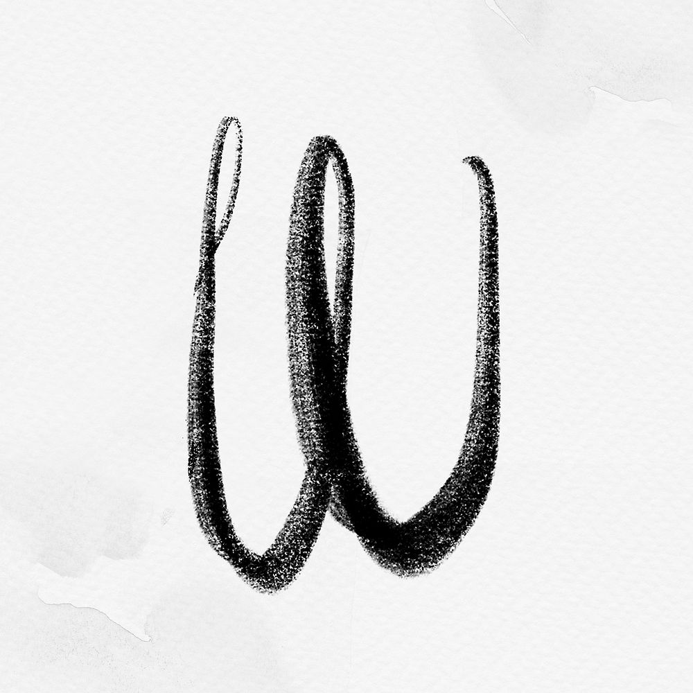 Letter w cursive hand drawn typography font