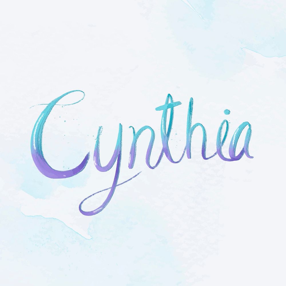 Cynthia female name vector calligraphy font