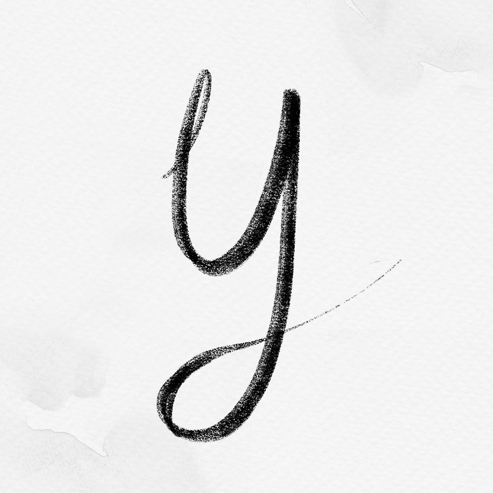 Letter y cursive hand drawn typography font