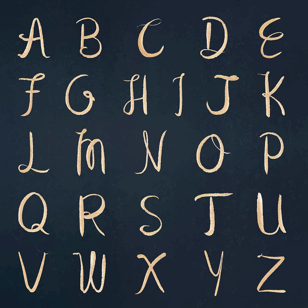Alphabet set vector cursive capital calligraphy font