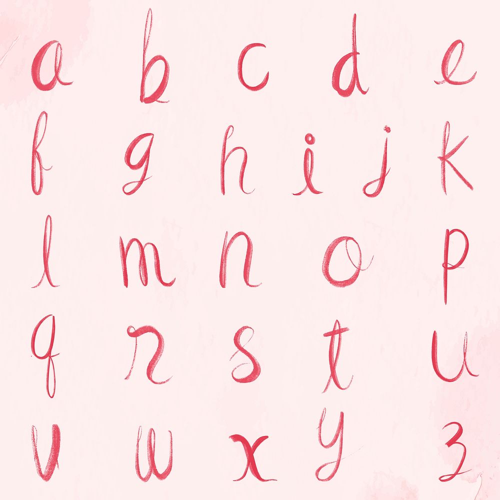 Lowercase vector alphabet set cursive calligraphy font