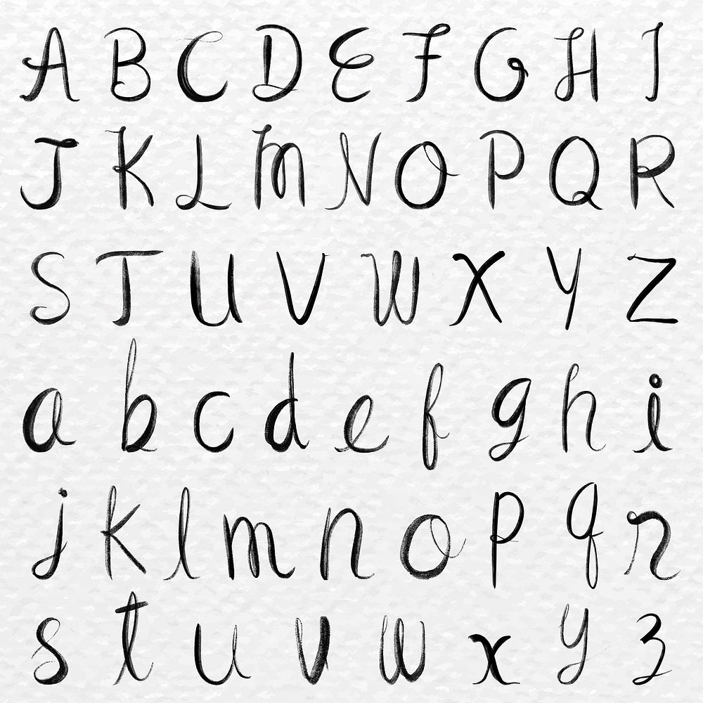 Cursive calligraphy alphabet font typography vector