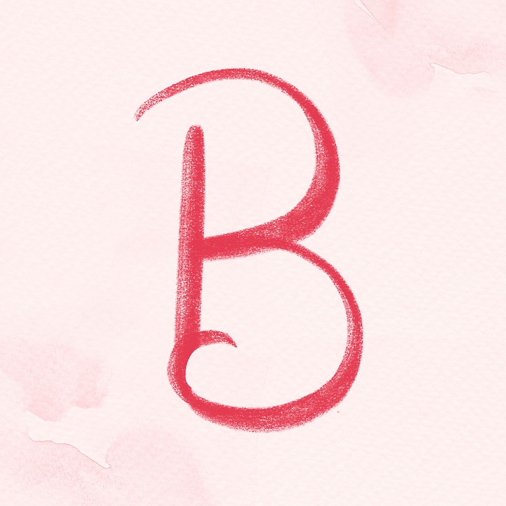 Calligraphy red letter b typography font