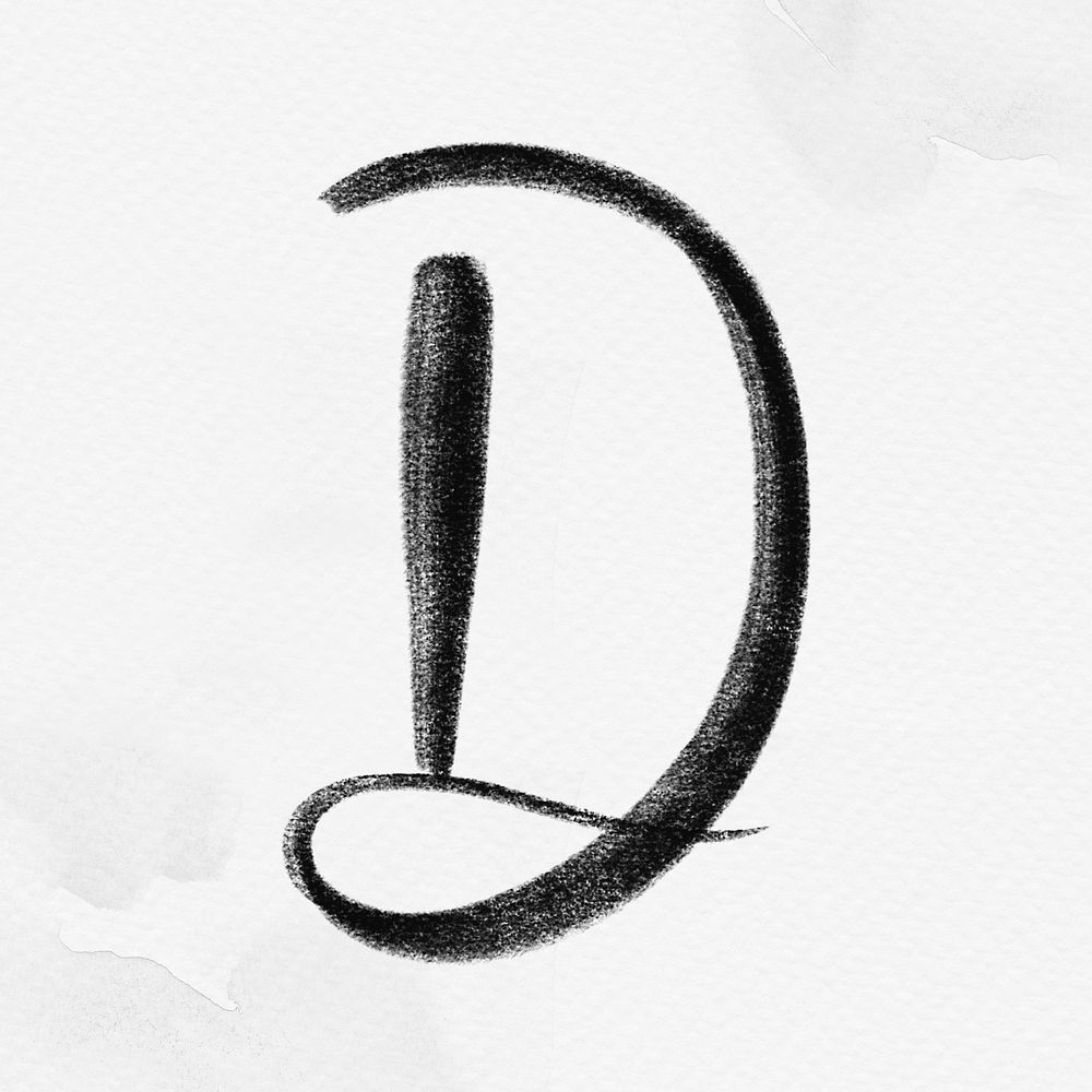 Calligraphy black letter d typography font