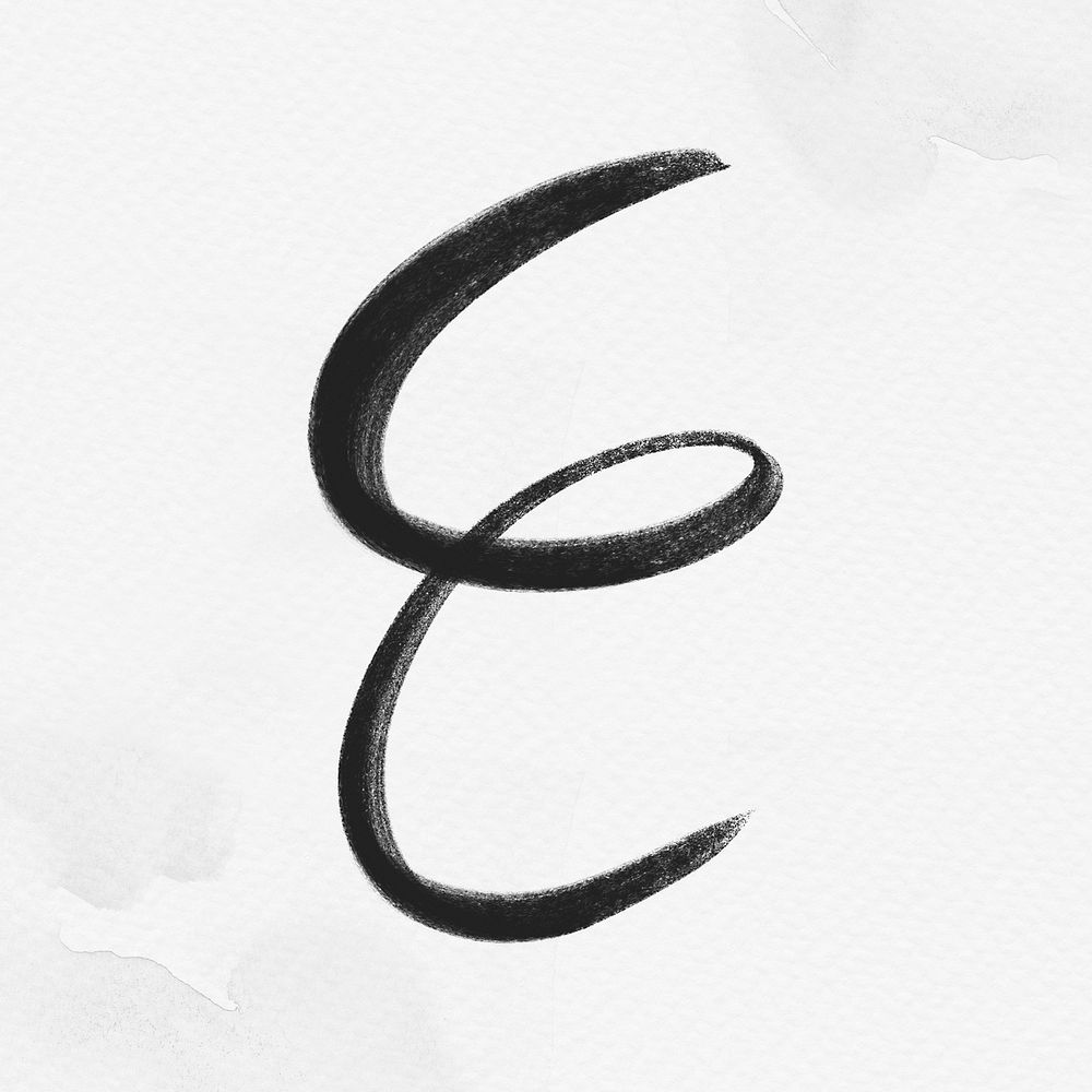 Calligraphy black letter e typography font