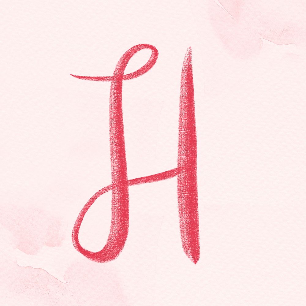 Calligraphy red letter h typography font
