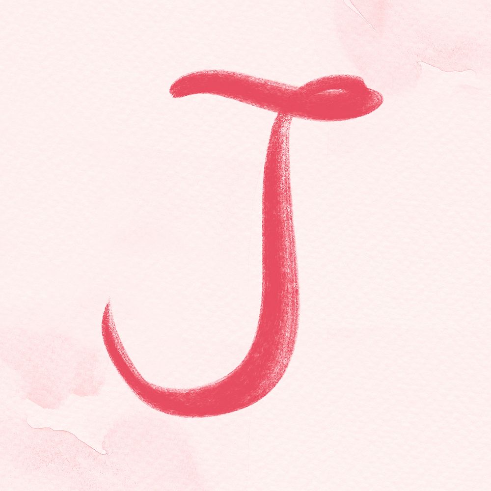 Calligraphy red letter j typography font