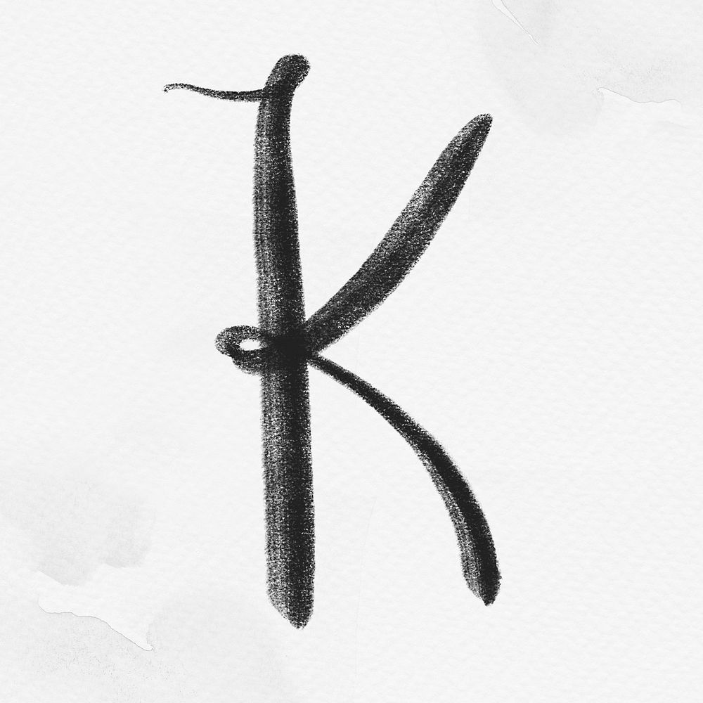 Calligraphy black letter k typography font