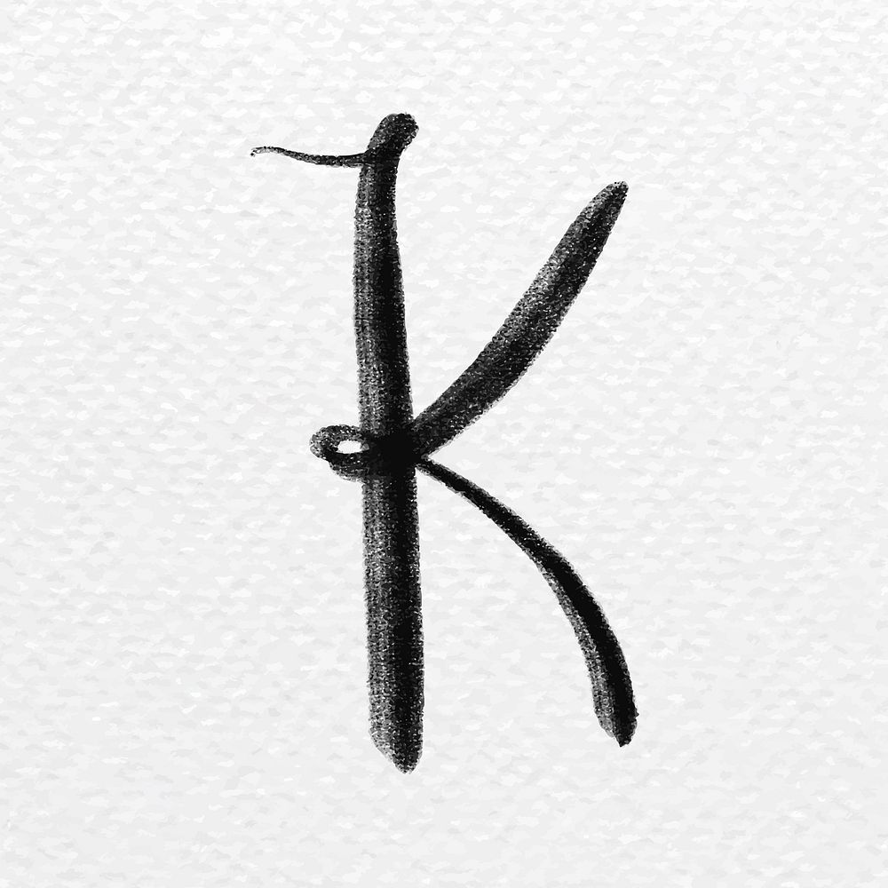 Letter k brush stroke vector typography font