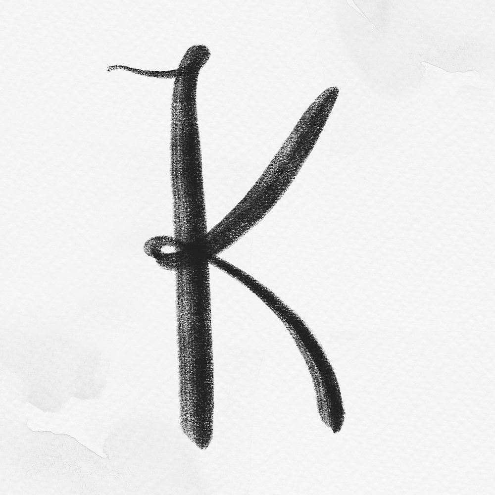 Letter k brush stroke psd typography font