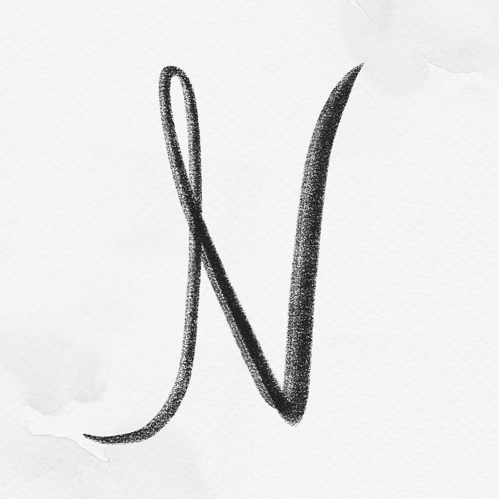 Letter n brush stroke psd typography font