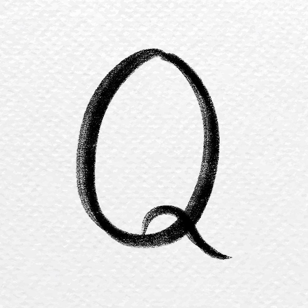Letter q brush stroke vector typography font
