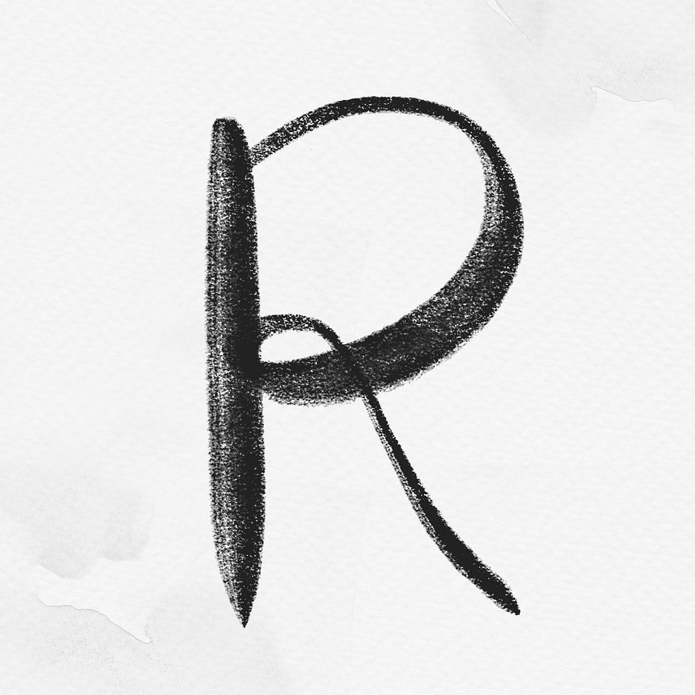 Calligraphy black letter r typography font