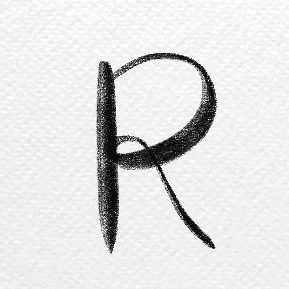 Letter r brush stroke vector typography font