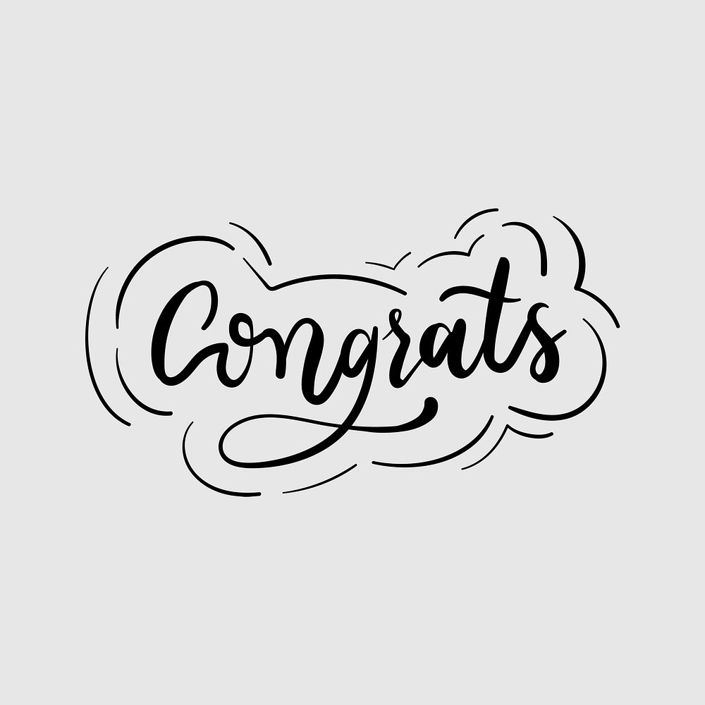 Congrats calligraphy black psd text message typography