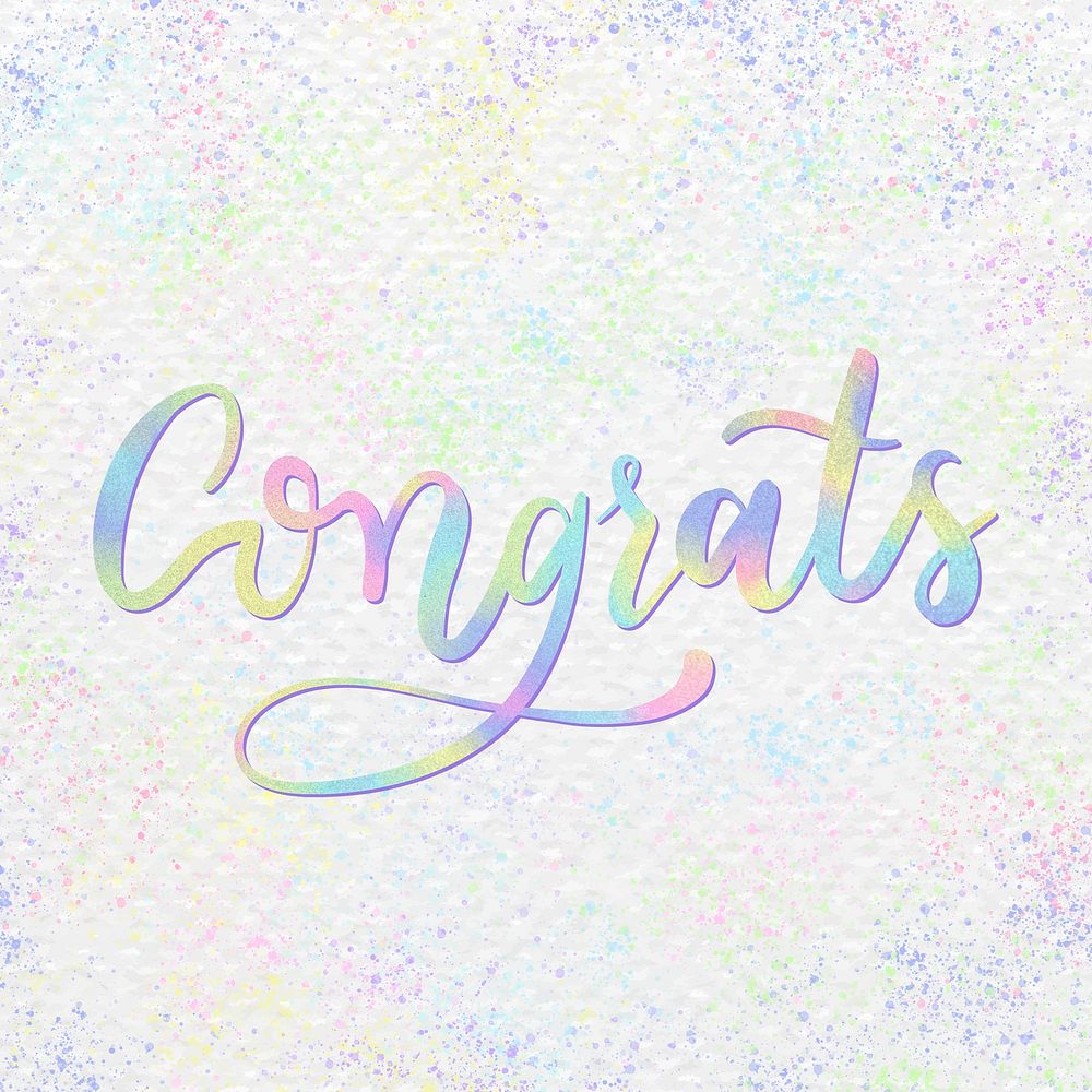 Pastel congrats vector text calligraphy typography word
