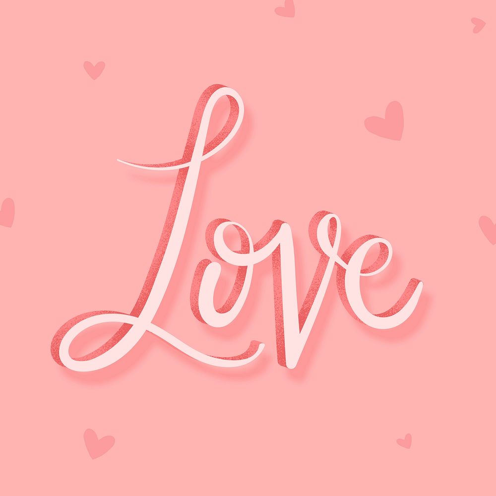 Pink love calligraphy word vector