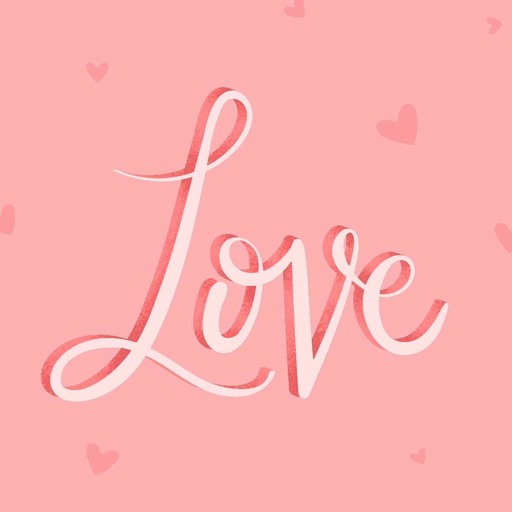 Calligraphy pink love message typography