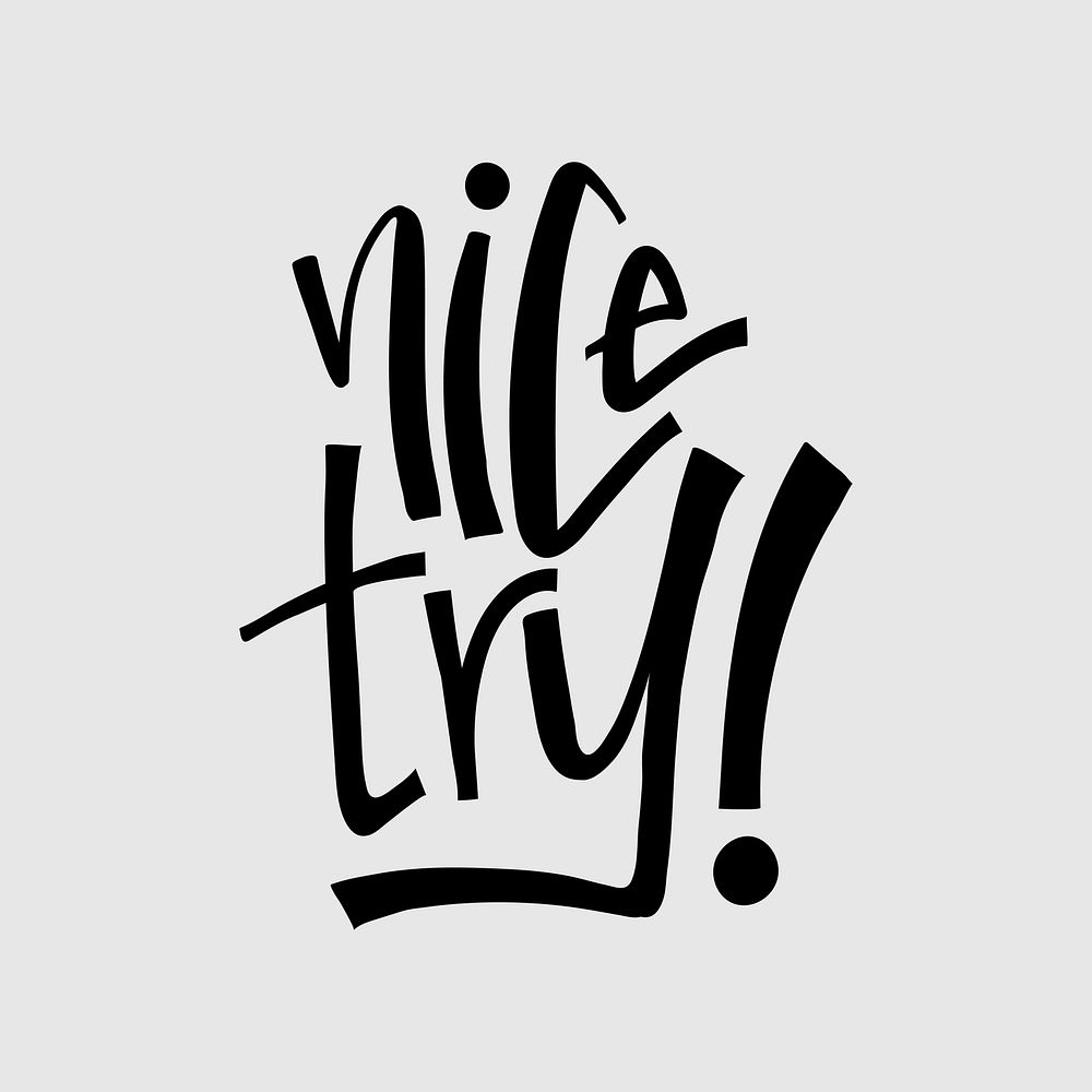 Nice try! graffiti message vector typography
